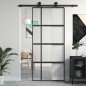 vidaXL Puerta corredera vidrio templado y aluminio negra 90x205 cm vidaXL Puerta corredera vidrio templado y aluminio negra 90x205 cm