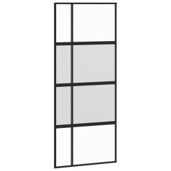 vidaXL Puerta corredera vidrio templado y aluminio negra 90x205 cm