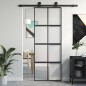 vidaXL Puerta corredera vidrio templado y aluminio negra 76x205 cm vidaXL Puerta corredera vidrio templado y aluminio negra 76x205 cm