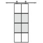 vidaXL Puerta corredera vidrio templado y aluminio negra 76x205 cm vidaXL Puerta corredera vidrio templado y aluminio negra 76x205 cm