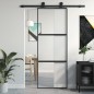 vidaXL Puerta corredera vidrio templado y aluminio negra 76x205 cm vidaXL Puerta corredera vidrio templado y aluminio negra 76x205 cm