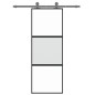 vidaXL Puerta corredera vidrio templado y aluminio negra 76x205 cm vidaXL Puerta corredera vidrio templado y aluminio negra 76x205 cm