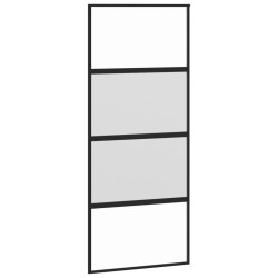 vidaXL Puerta corredera vidrio templado y aluminio negra 90x205 cm