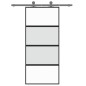 vidaXL Puerta corredera vidrio templado y aluminio negra 90x205 cm vidaXL Puerta corredera vidrio templado y aluminio negra 90x205 cm