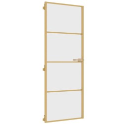 vidaXL Puerta de interior dorada vidrio templado y aluminio 76x201,5cm