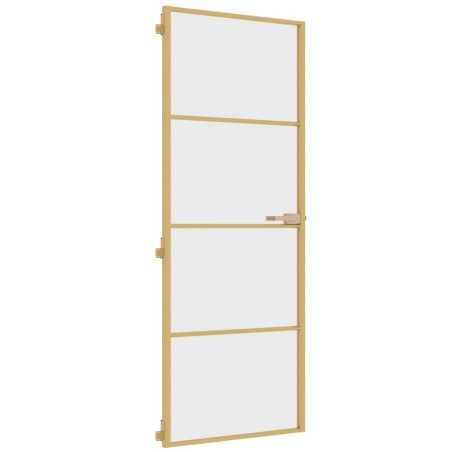 vidaXL Puerta de interior dorada vidrio templado y aluminio 76x201,5cm