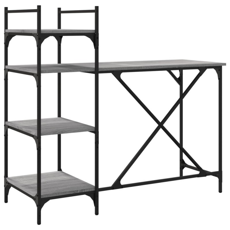 vidaXL Escritorio de ordenador con estantes gris Sonoma 120x47x109 cm vidaXL Escritorio de ordenador con estantes gris Sonoma 120x47x109 cm