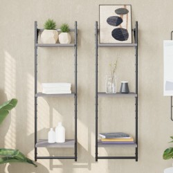 vidaXL Estantes pared 3 niveles barras 2 uds gris Sonoma 30x25x100 cm