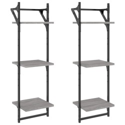 vidaXL Estantes pared 3 niveles barras 2 uds gris Sonoma 30x25x100 cm