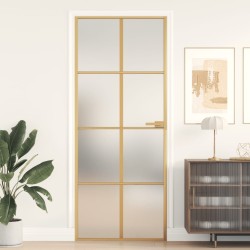 vidaXL Puerta de interior dorada vidrio templado y aluminio 83x201,5cm