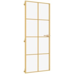 vidaXL Puerta de interior dorada vidrio templado y aluminio 83x201,5cm
