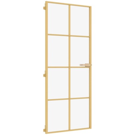 vidaXL Puerta de interior dorada vidrio templado y aluminio 83x201,5cm