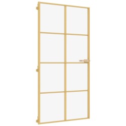 vidaXL Puerta interior dorada vidrio templado aluminio 102,5x201,5 cm