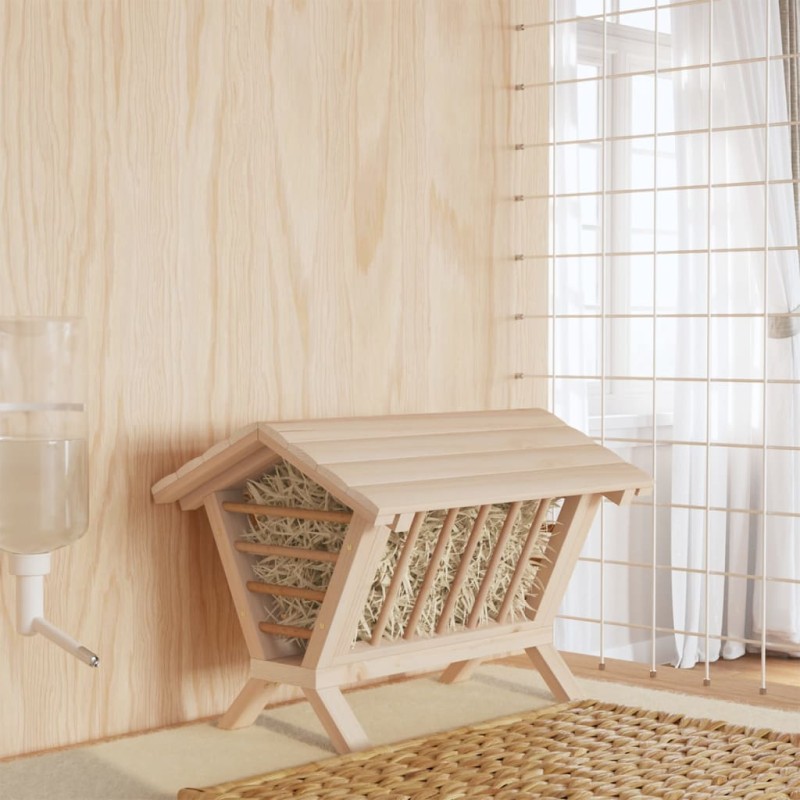 vidaXL Comedero de heno para conejos madera maciza abeto 44x33x33 cm