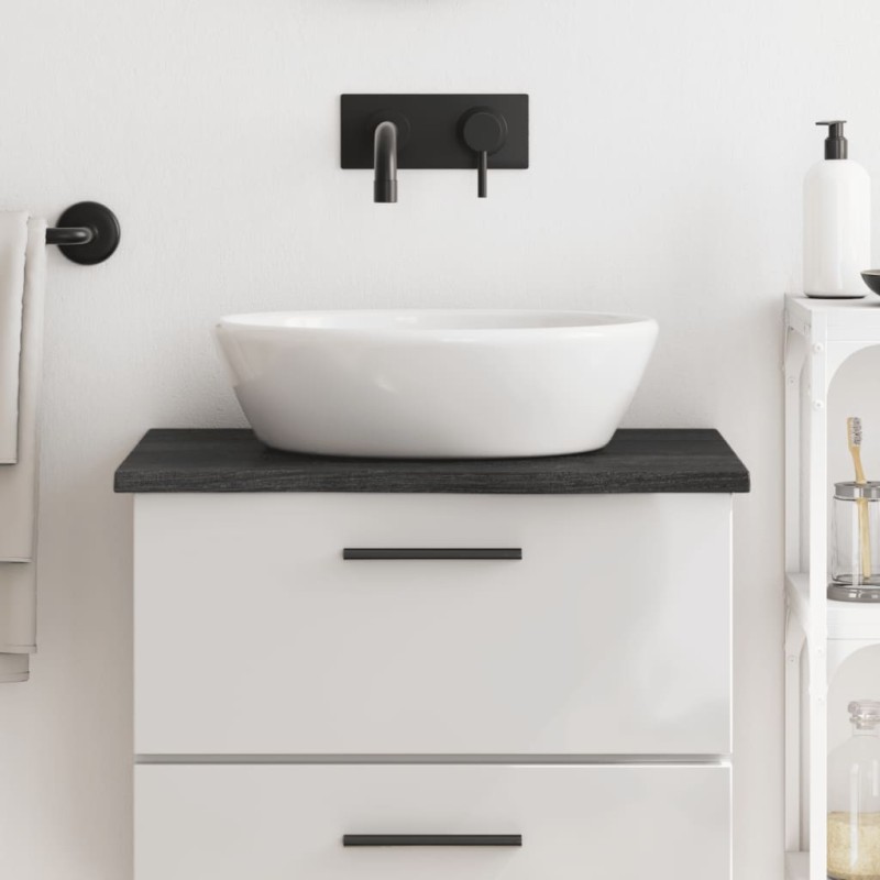 vidaXL Encimera de baño madera maciza tratada gris oscuro 60x50x2 cm vidaXL Encimera de baño madera maciza tratada gris oscuro 60x50x2 cm