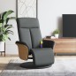 vidaXL Sillón reclinable de masaje con reposapiés tela gris oscuro