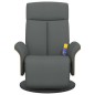 vidaXL Sillón reclinable de masaje con reposapiés tela gris oscuro