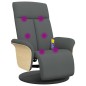 vidaXL Sillón reclinable de masaje con reposapiés tela gris oscuro