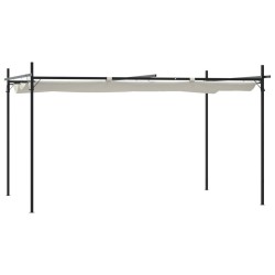 vidaXL Pérgola con cubierta retráctil color crema 395x292x230 cm