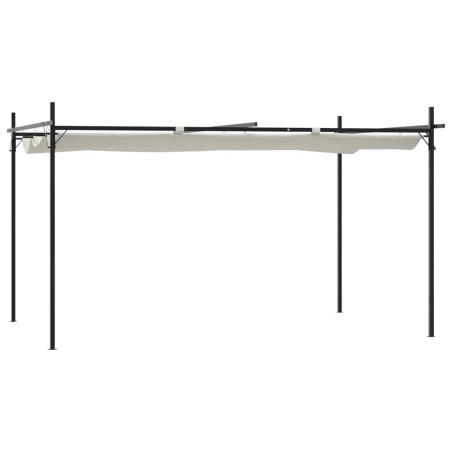 vidaXL Pérgola con cubierta retráctil color crema 395x292x230 cm