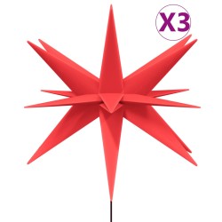 vidaXL Lámparas de Navidad LED plegables 3 unidades rojo 57 cm