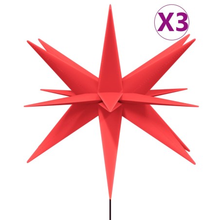 vidaXL Lámparas de Navidad LED plegables 3 unidades rojo 57 cm