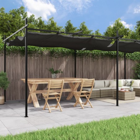 vidaXL Pérgola con cubierta retráctil gris antracita 589x292x230 cm
