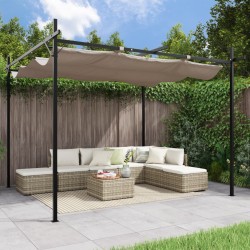 vidaXL Pérgola con cubierta retráctil gris taupe 295x292x230 cm