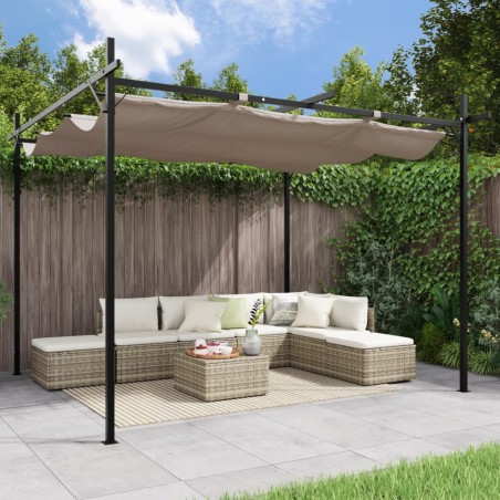 vidaXL Pérgola con cubierta retráctil gris taupe 295x292x230 cm