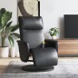 vidaXL Sillón reclinable masaje con reposapiés cuero sintético negro vidaXL Sillón reclinable masaje con reposapiés cuero sintético negro