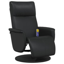 vidaXL Sillón reclinable masaje con reposapiés cuero sintético negro