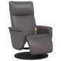 vidaXL Sillón reclinable de masaje con reposapiés cuero sintético gris vidaXL Sillón reclinable de masaje con reposapiés cuero sintético gris