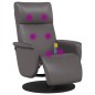 vidaXL Sillón reclinable de masaje con reposapiés cuero sintético gris vidaXL Sillón reclinable de masaje con reposapiés cuero sintético gris