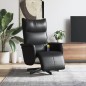 vidaXL Sillón reclinable masaje con reposapiés cuero sintético negro vidaXL Sillón reclinable masaje con reposapiés cuero sintético negro