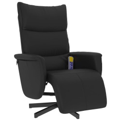 vidaXL Sillón reclinable masaje con reposapiés cuero sintético negro