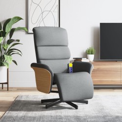 vidaXL Sillón reclinable de masaje con reposapiés tela gris claro