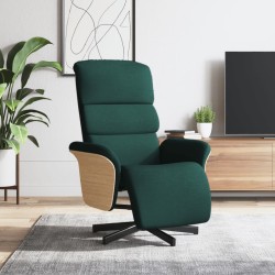 vidaXL Sillón reclinable con reposapiés tela verde oscuro