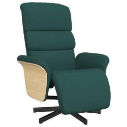 vidaXL Sillón reclinable con reposapiés tela verde oscuro
