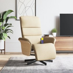 vidaXL Sillón reclinable con reposapiés tela color crema