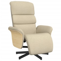 vidaXL Sillón reclinable con reposapiés tela color crema