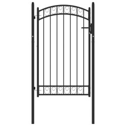 vidaXL Puerta de jardín con arco superior acero negro 100x150 cm