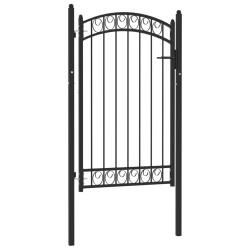 vidaXL Puerta de jardín con arco superior acero negro 100x150 cm