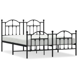 vidaXL Estructura de cama cabecero y pie de cama metal negro 140x200cm