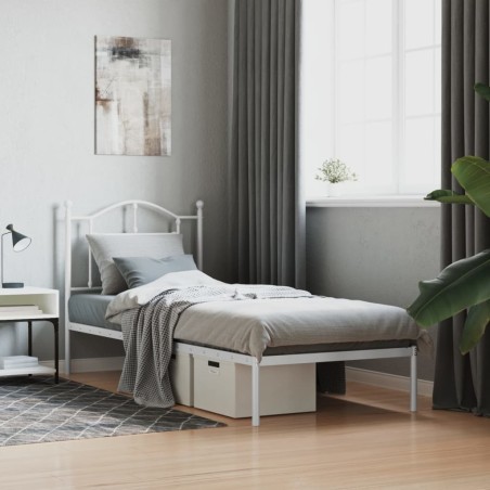 vidaXL Estructura de cama de metal con cabecero blanco 80x200 cm