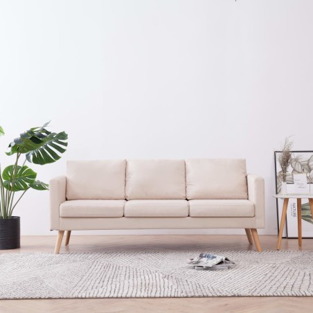 vidaXL Sofá de 3 plazas de tela color crema