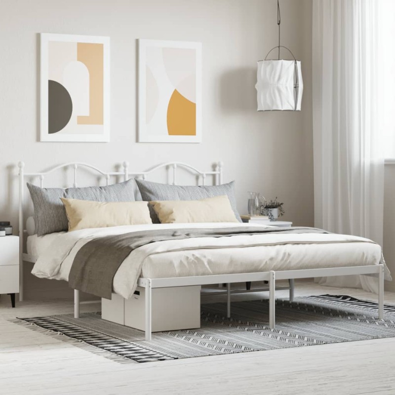 vidaXL Estructura de cama con cabecero metal blanca 160x200 cm