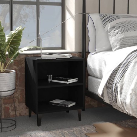 vidaXL Mesitas de noche con patas de metal 2 uds negro 40x30x50 cm