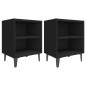 vidaXL Mesitas de noche con patas de metal 2 uds negro 40x30x50 cm