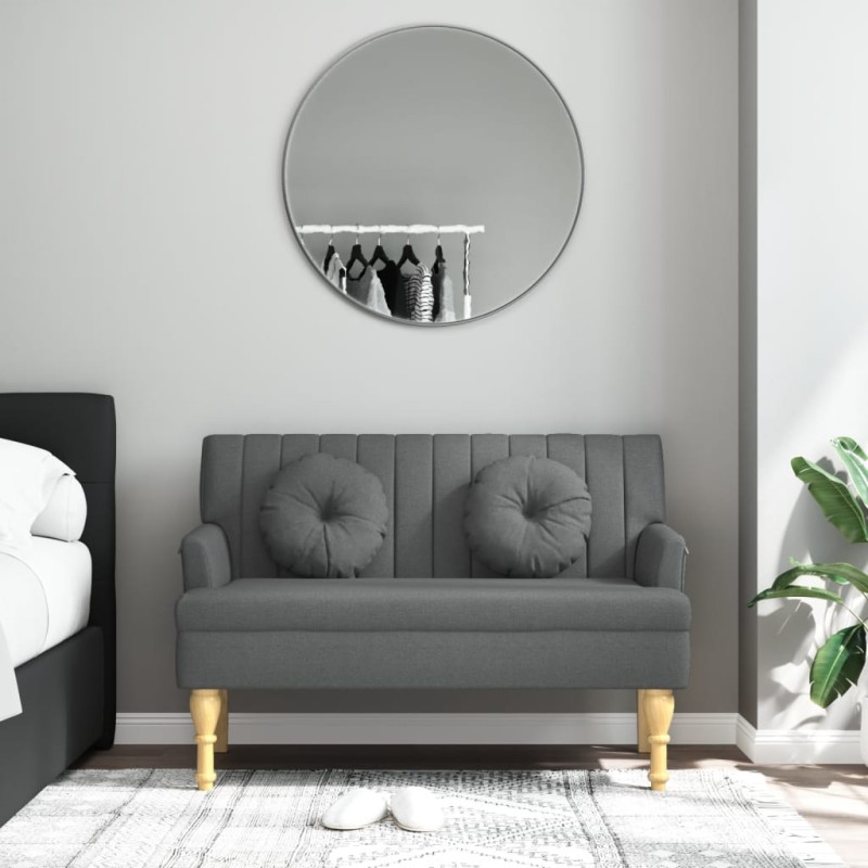 vidaXL Banco con cojines tela gris oscuro 113x64,5x75,5 cm vidaXL Banco con cojines tela gris oscuro 113x64,5x75,5 cm