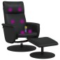 vidaXL Sillón reclinable masaje con reposapiés cuero sintético negro vidaXL Sillón reclinable masaje con reposapiés cuero sintético negro